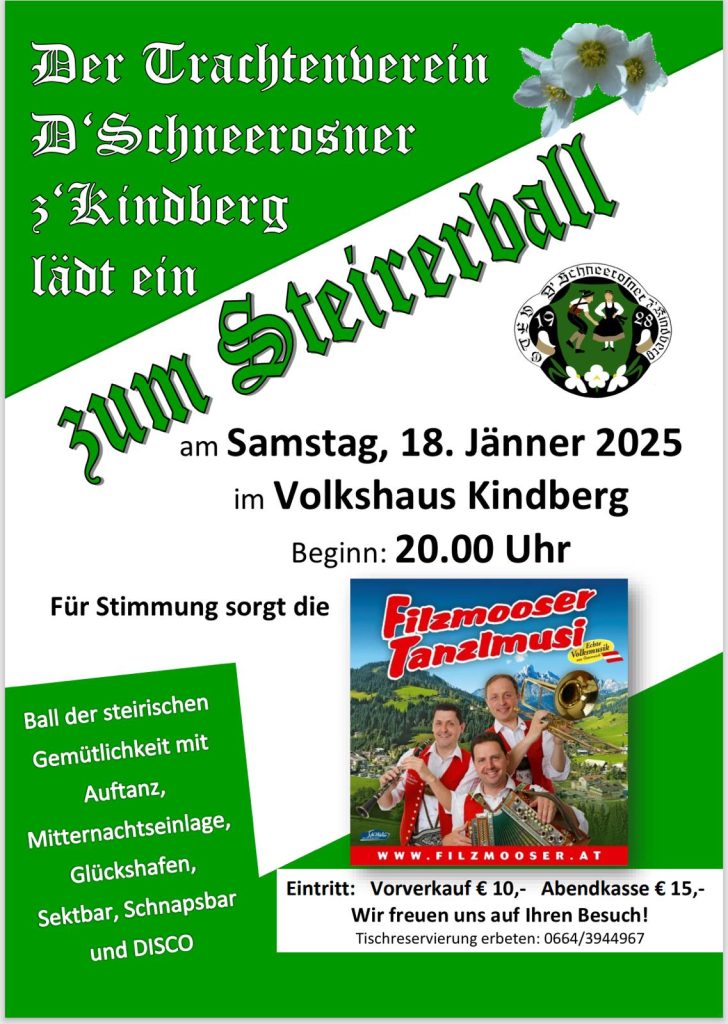 Trachtenverein Schneerosner Kindberg Steirerball 2025